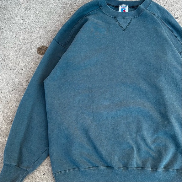 Vintage 90s Russell Athletic Blank Streetwear Crewneck Made in USA Sweatshirt XL - Picture 2 of 12